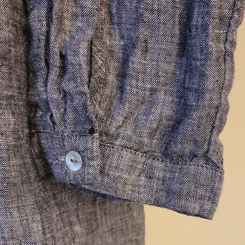 Tahari Long Sleeve Gray Linen Dress a line Sz Large  loose fit - Picture 3 of 6